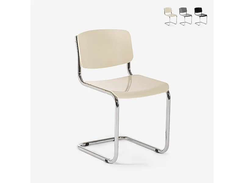 Sedia sala da pranzo riunioni ufficio design moderno a sbalzo Erys Light - Bianco