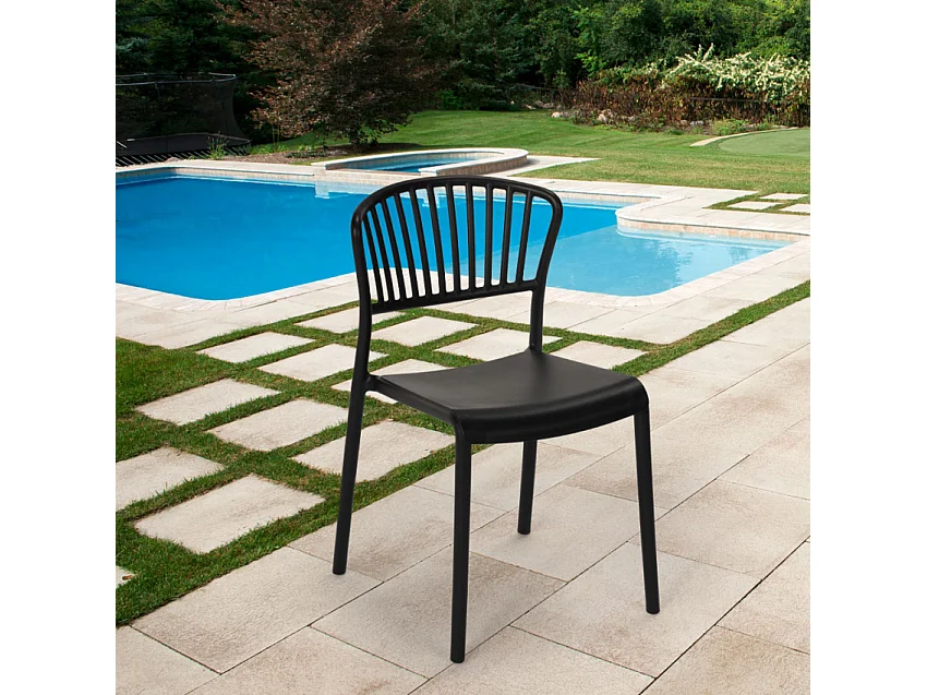 Silla de comedor de diseño moderno para interiores y exteriores Vivienne - Negro