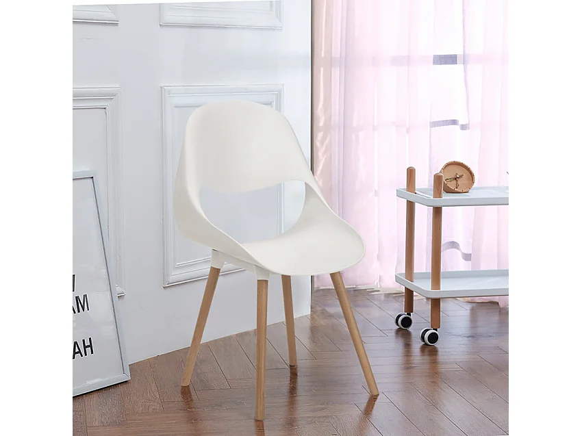 Sillas para cocina y bar polipropileno madera de diseño moderno concha Shell - Blanco