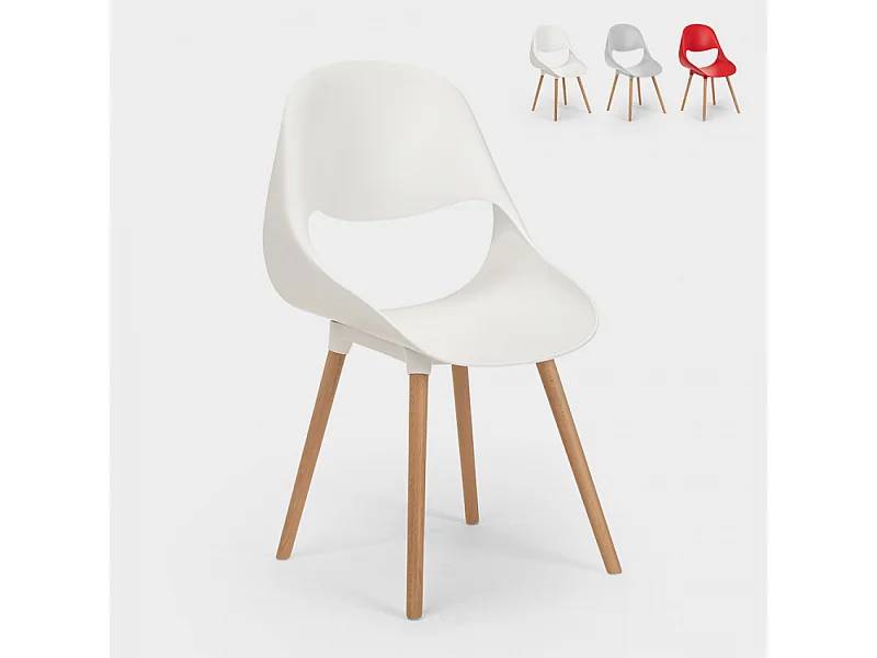 Sillas para cocina y bar polipropileno madera de diseño moderno concha Shell - Blanco