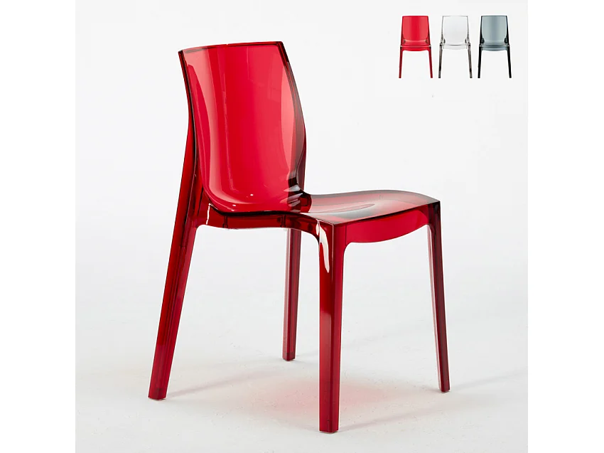 Silla transparentes cocina bar Femme Fatale Grand Soleil Diseño policarbonato - Rojo Transparente