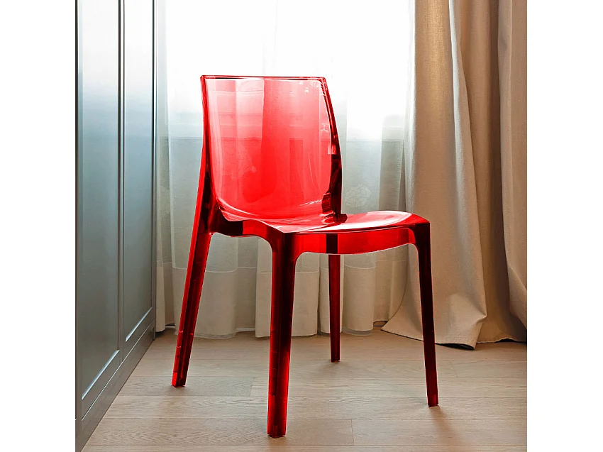 Silla transparentes cocina bar Femme Fatale Grand Soleil Diseño policarbonato - Rojo Transparente