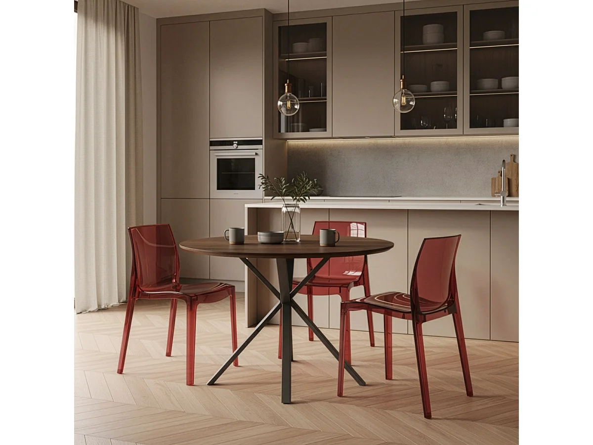 Silla transparentes cocina bar Femme Fatale Grand Soleil Diseño policarbonato - Rojo Transparente
