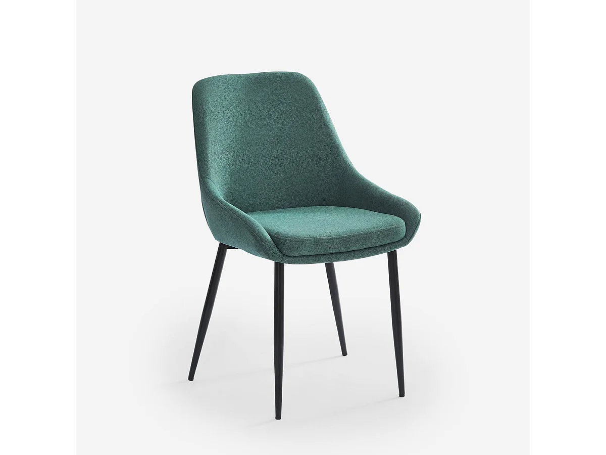 Silla moderna de cocina de tela con patas de metal color negro Piros - Verde oscuro