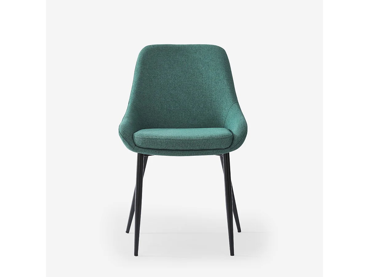Silla moderna de cocina de tela con patas de metal color negro Piros - Verde oscuro