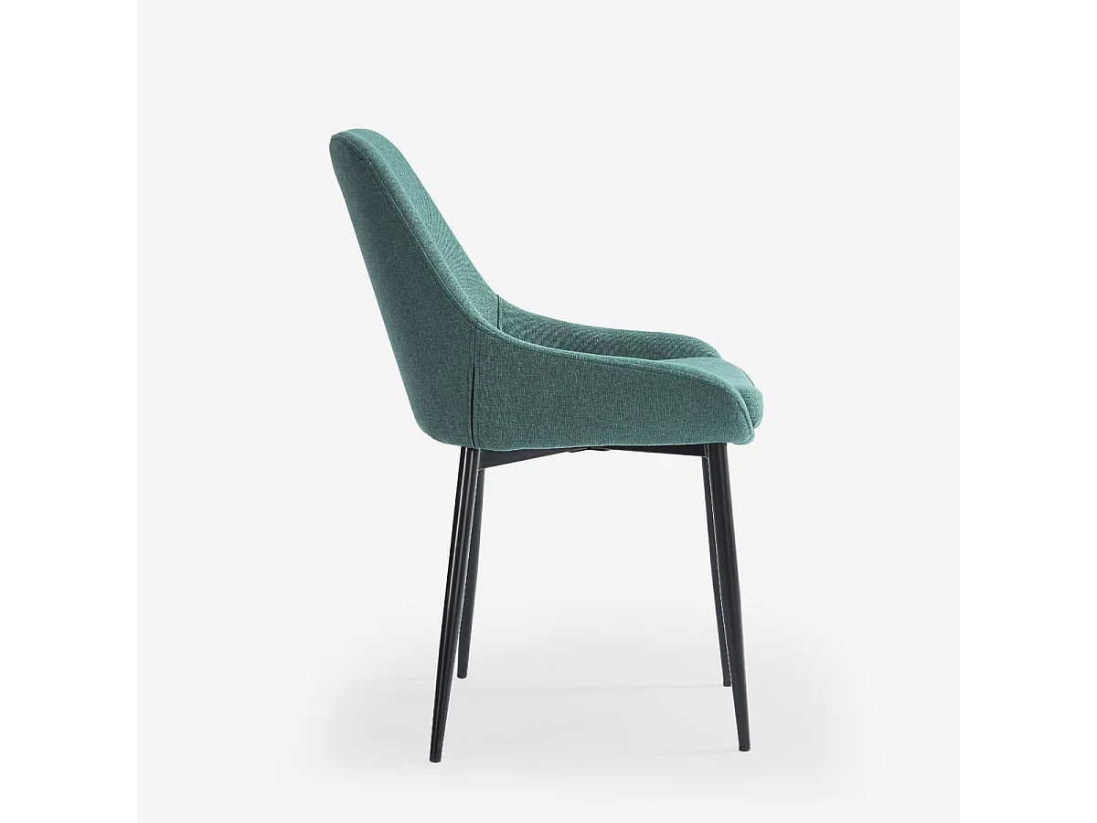 Silla moderna de cocina de tela con patas de metal color negro Piros - Verde oscuro