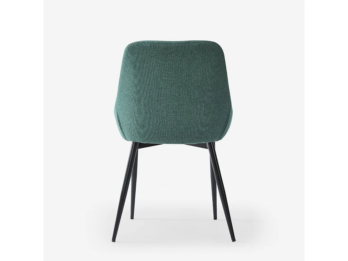 Silla moderna de cocina de tela con patas de metal color negro Piros - Verde oscuro