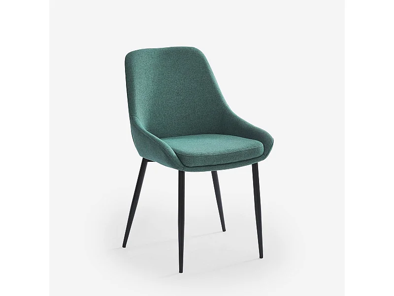 Chaise de cuisine moderne en tissu avec pieds en métal noir Piros - Vert foncé