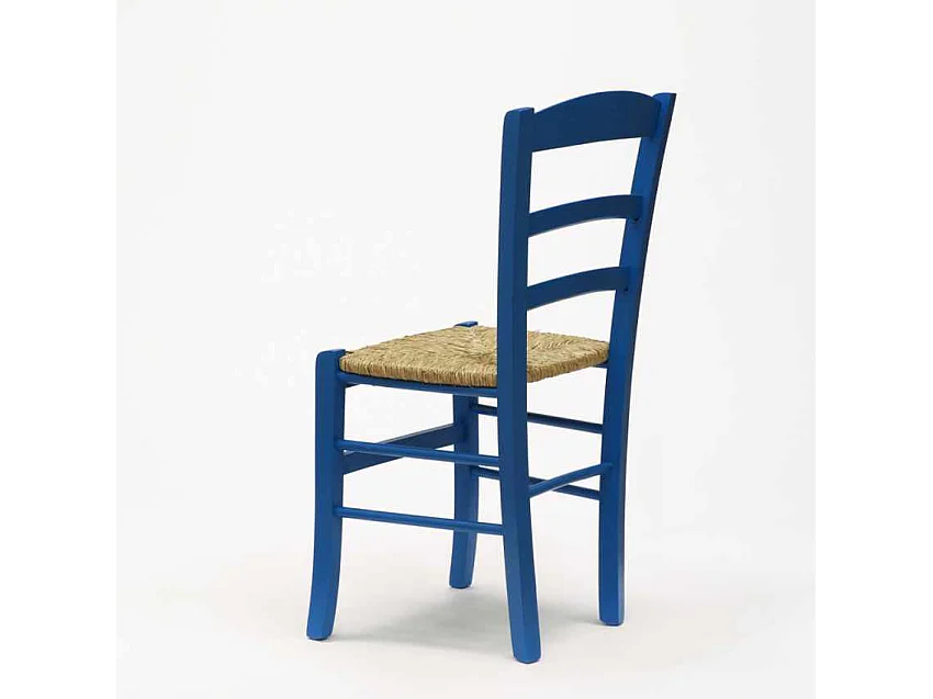 Silla Comedor Rústica Madera Asiento Artesanal Para Cocina Bar y Taberna Paesana - Azul