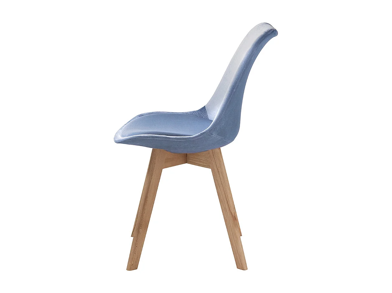 Juego de 4 sillas de terciopelo estilo escandinavo para salón cocina Smart Soft - Azul