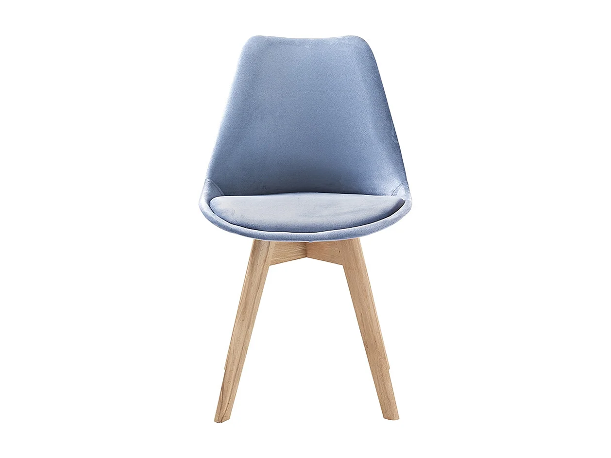 Juego de 4 sillas de terciopelo estilo escandinavo para salón cocina Smart Soft - Azul