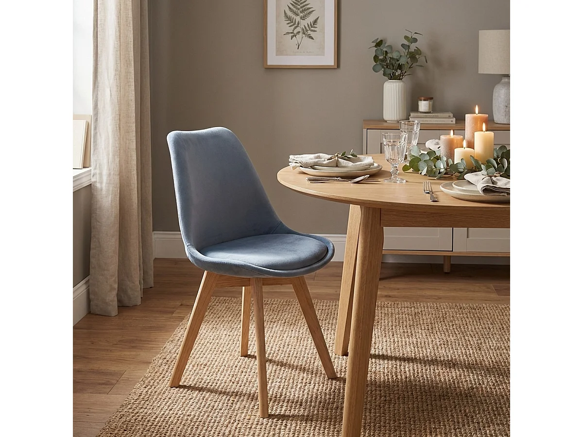 Wohnzimmer- Küchenstühle 4er Set aus Samt im skandinavischen Stil Smart Soft - Hellblau