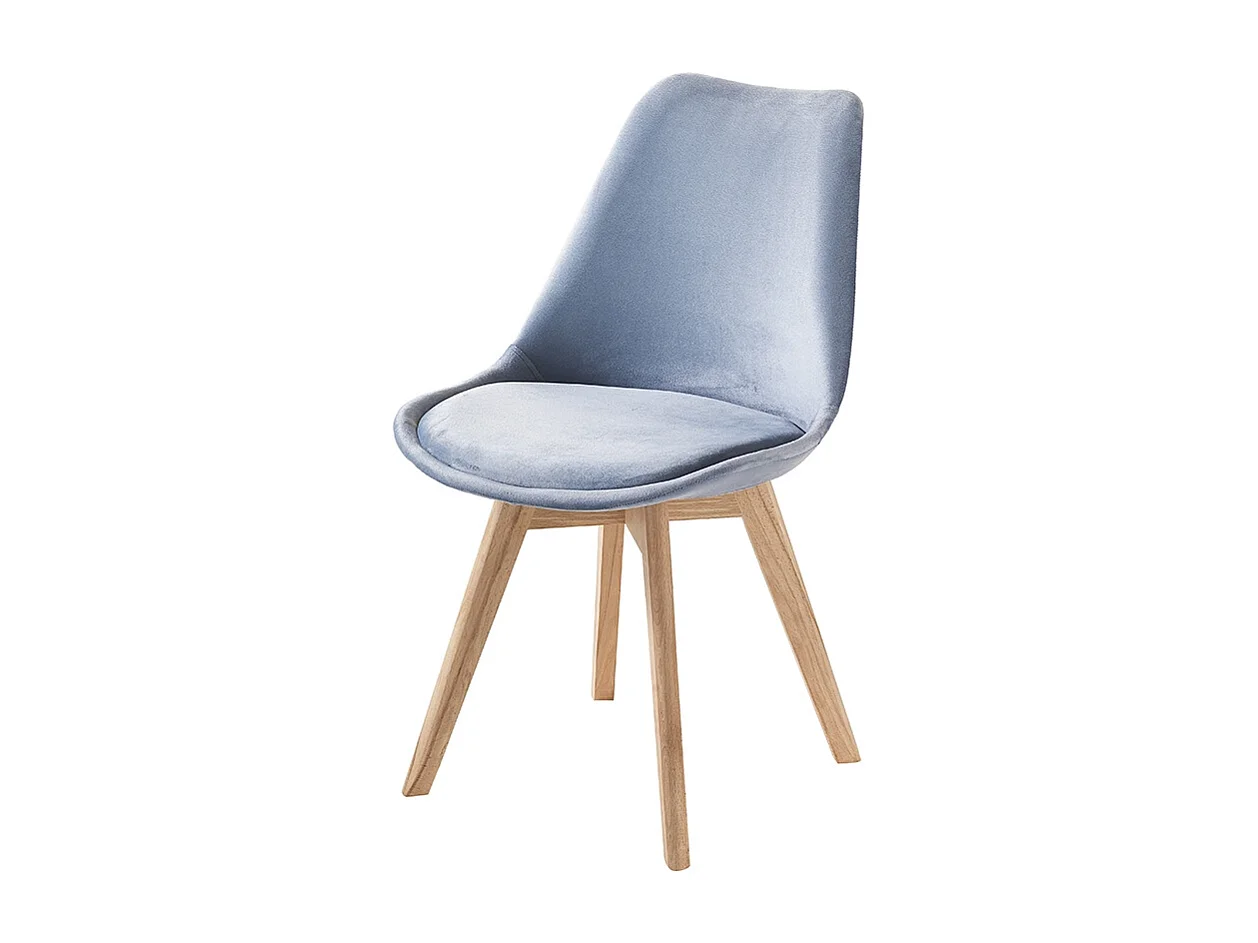 Wohnzimmer- Küchenstühle 4er Set aus Samt im skandinavischen Stil Smart Soft - Hellblau