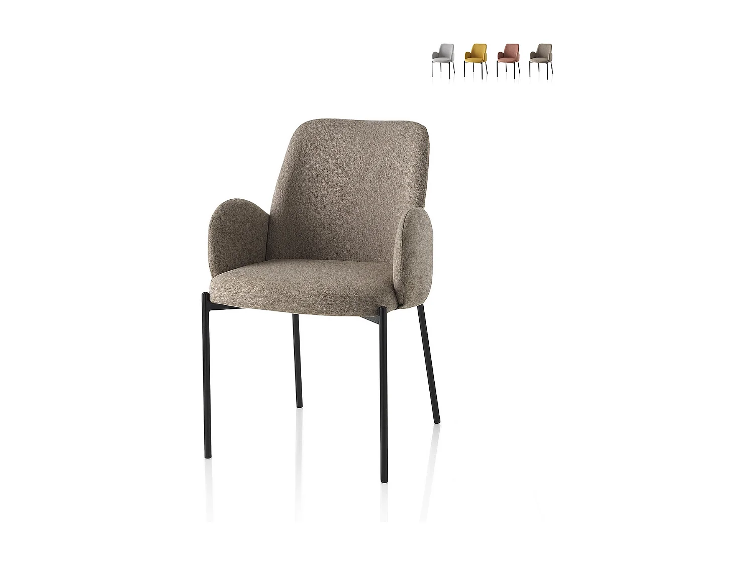 2 x Küchenstühle modern gepolstert aus Stoff mit Armlehnen Antea - Braun