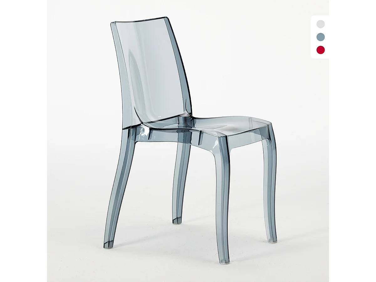 Sedie cucina e bar trasparenti policarbonato impilabile Cristal Light Grand Soleil Design - Trasparente Nero Antracite