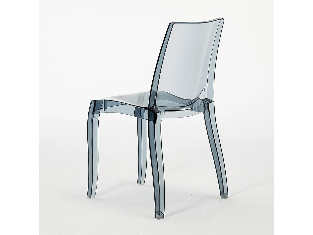 Chaise salle à manger bar transparent empilable Cristal Light polycarbonate Grand Soleil Design - Noir Anthracite Transparent