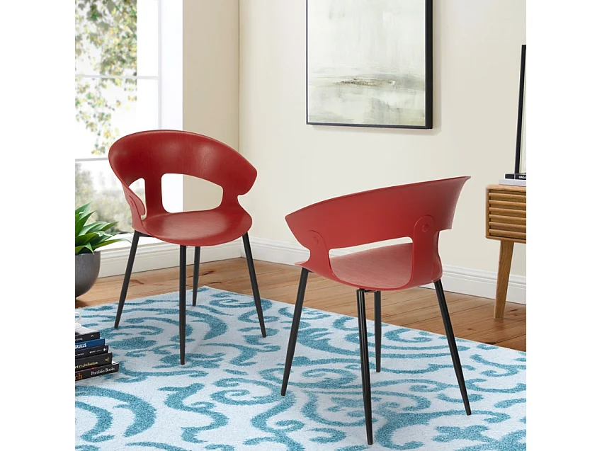 Silla de comedor de diseño moderno para bar y restaurante Evelyn - Rojo