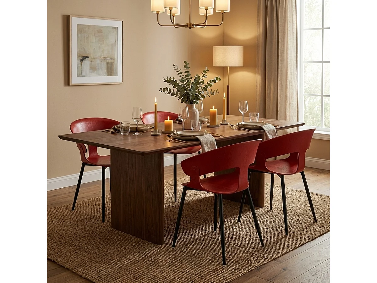 Silla de comedor de diseño moderno para bar y restaurante Evelyn - Rojo