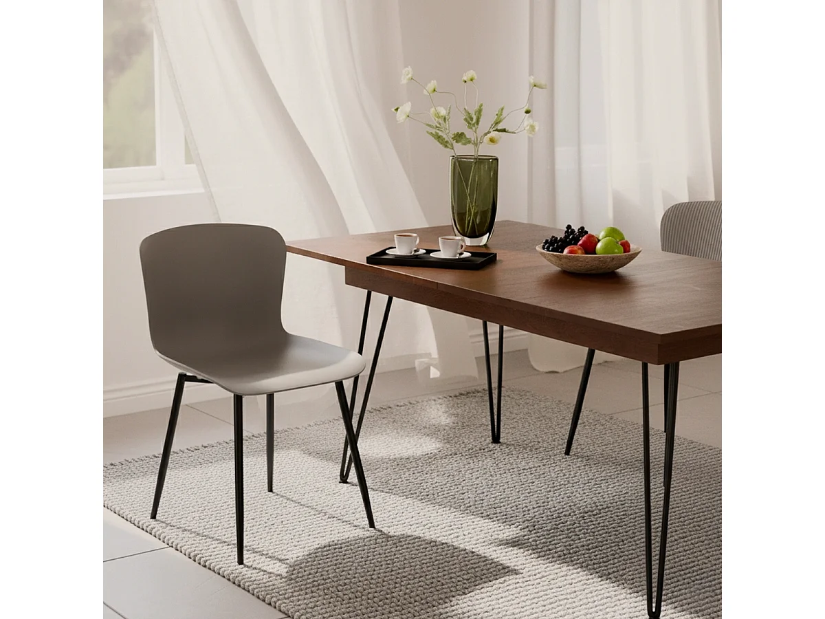 Sedia design moderno in polipropilene e metallo per cucina bar ristorante Chloe - Grigio