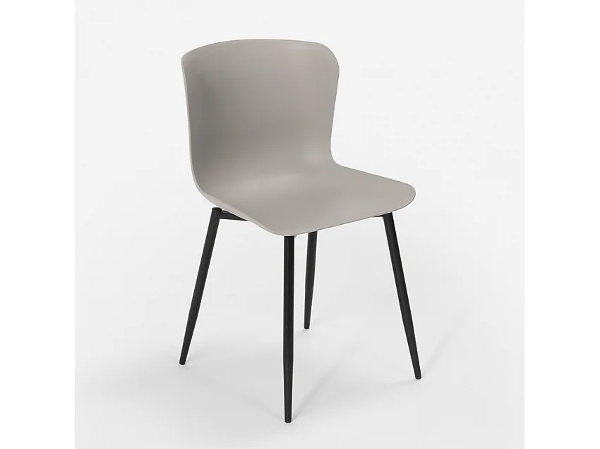 Silla de bar y cocina moderna en polipropileno y metal Chloe - Gris