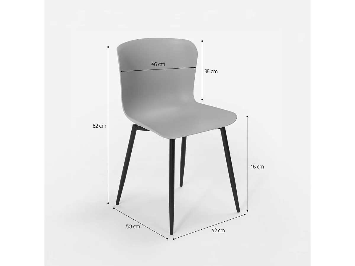 Silla de bar y cocina moderna en polipropileno y metal Chloe - Gris