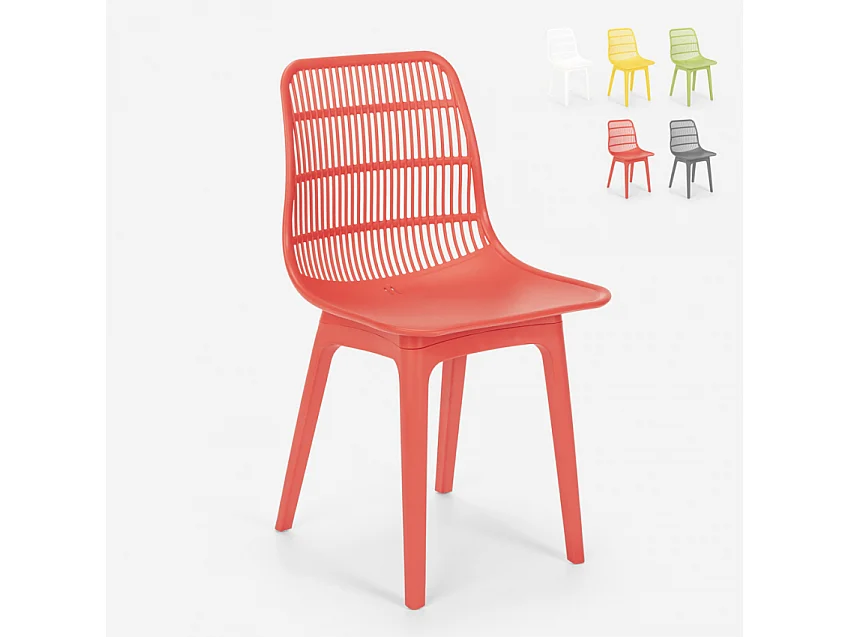 Sedia in polipropilene per cucina bar ristorante giardino moderno Bluetit - Rosso