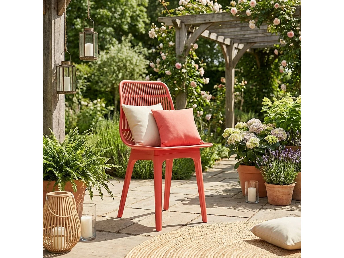 Polypropylen Stuhl für Küche, Bar, Restaurant, moderner Garten Bluetit - Rot