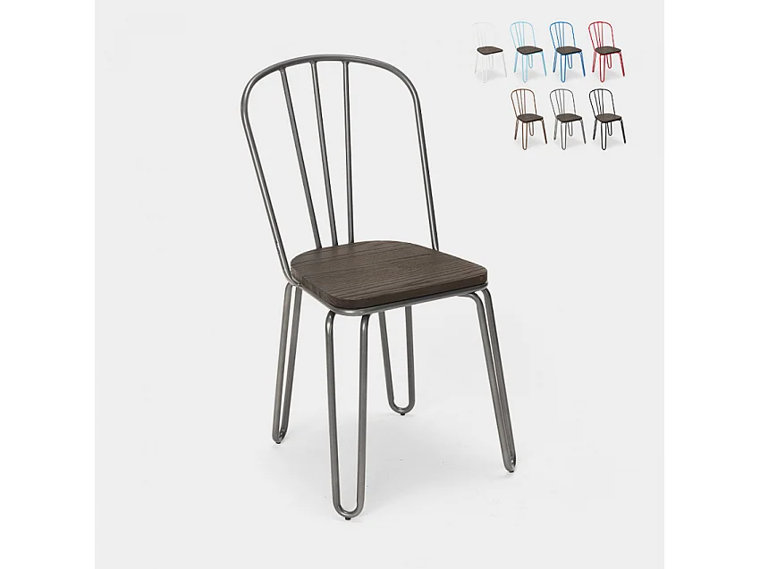 Stuhl für bar- und küche aus stahl im industriestil Ferrum - Dunkel Grau