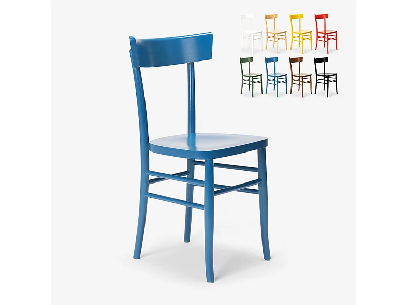 Sedia in legno classica rustica per sala da pranzo cucina bar ristorante Milano - Azzurro
