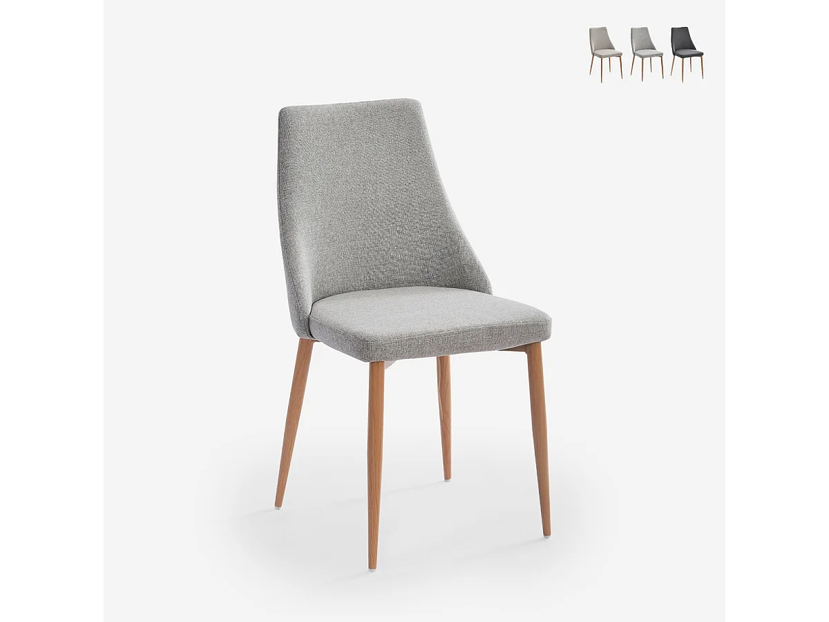 Stuhl gepolstert modern aus Stoff für Esszimmer und Küche Sirka - Hellgrau