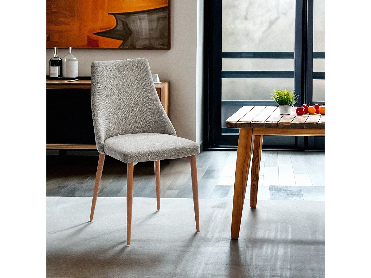 Stuhl gepolstert modern aus Stoff für Esszimmer und Küche Sirka - Hellgrau