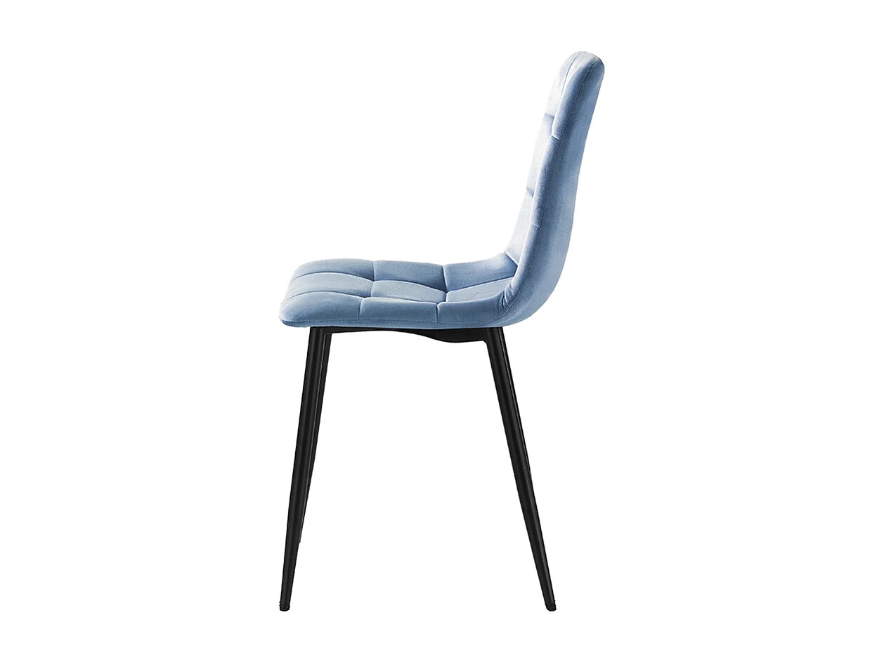 Juego de 4 sillas de comedor y cocina de terciopelo con efecto acolchado Corfù Stock - Azul