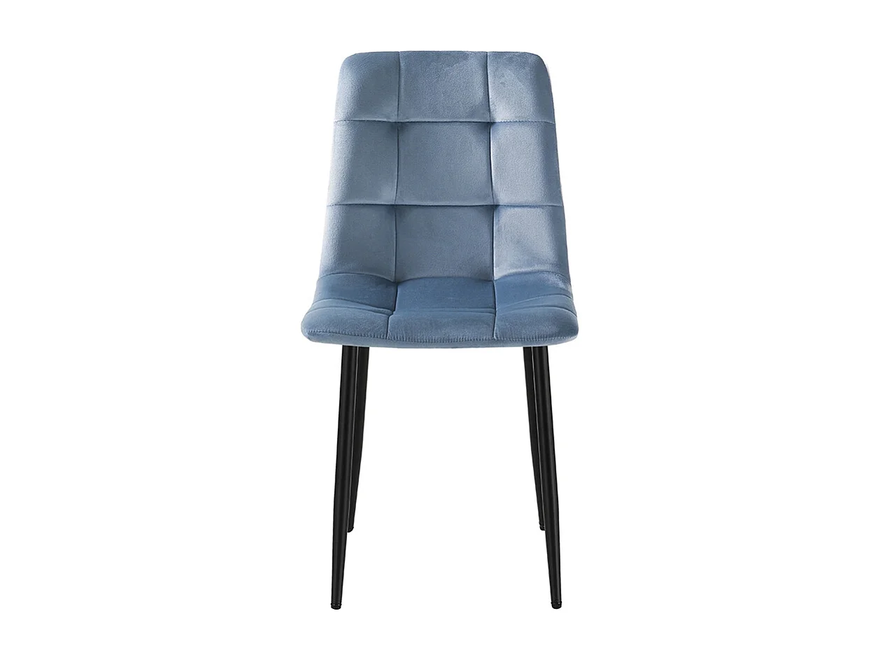 Juego de 4 sillas de comedor y cocina de terciopelo con efecto acolchado Corfù Stock - Azul