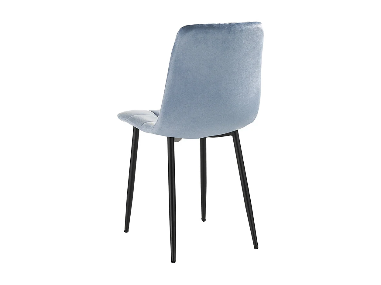 Juego de 4 sillas de comedor y cocina de terciopelo con efecto acolchado Corfù Stock - Azul
