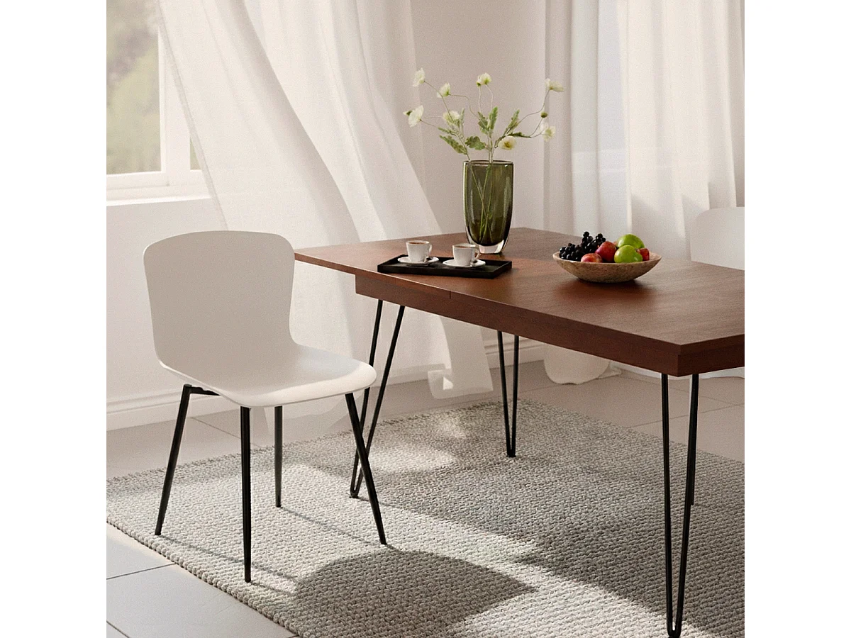 Silla de bar y cocina moderna en polipropileno y metal Chloe - Blanco