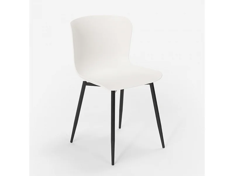 Silla de bar y cocina moderna en polipropileno y metal Chloe - Blanco