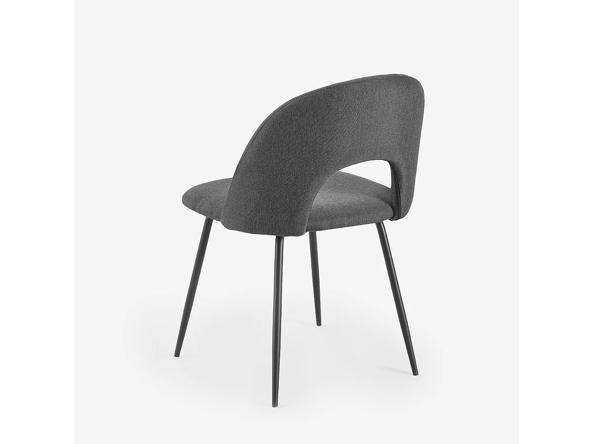 Eleganter gepolsterter Stoffstuhl für Wohnzimmer und Esszimmer Sarwa - Dunkel Grau