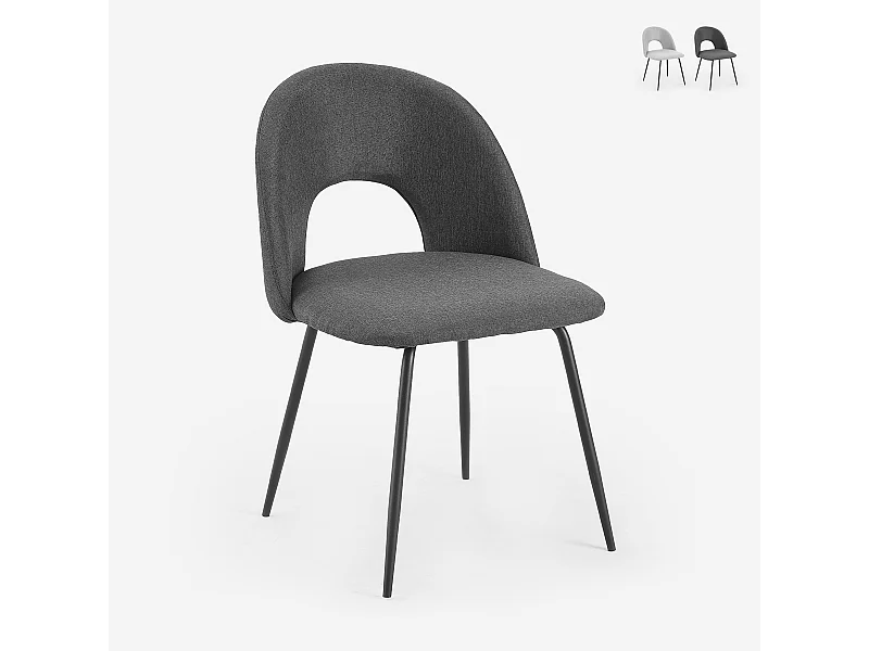 Eleganter gepolsterter Stoffstuhl für Wohnzimmer und Esszimmer Sarwa - Dunkel Grau