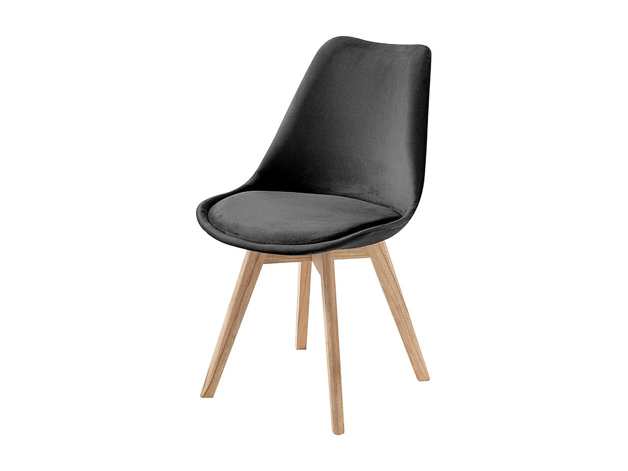 Juego de 4 sillas de terciopelo estilo escandinavo para salón cocina Smart Soft - Negro