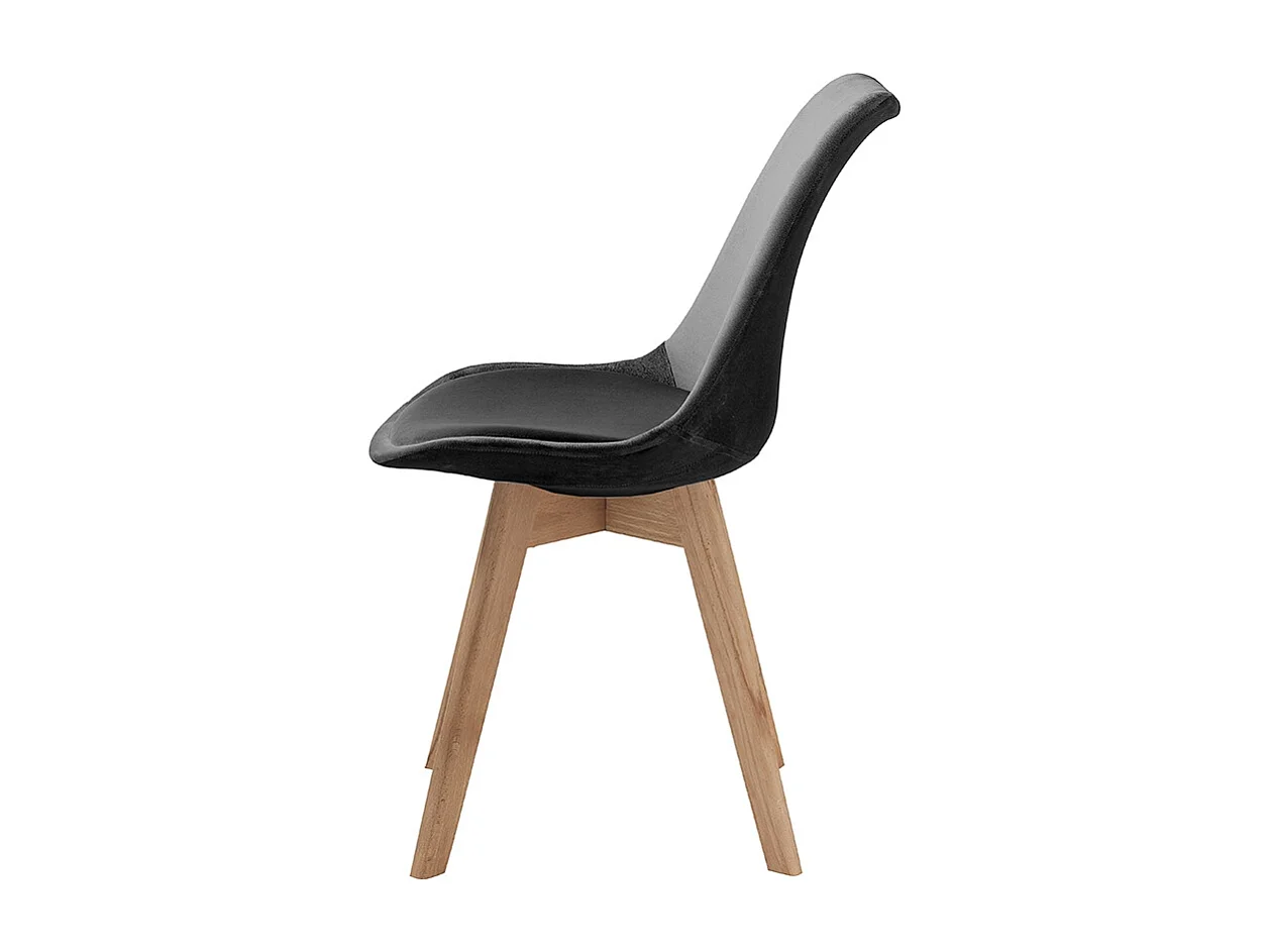 Juego de 4 sillas de terciopelo estilo escandinavo para salón cocina Smart Soft - Negro