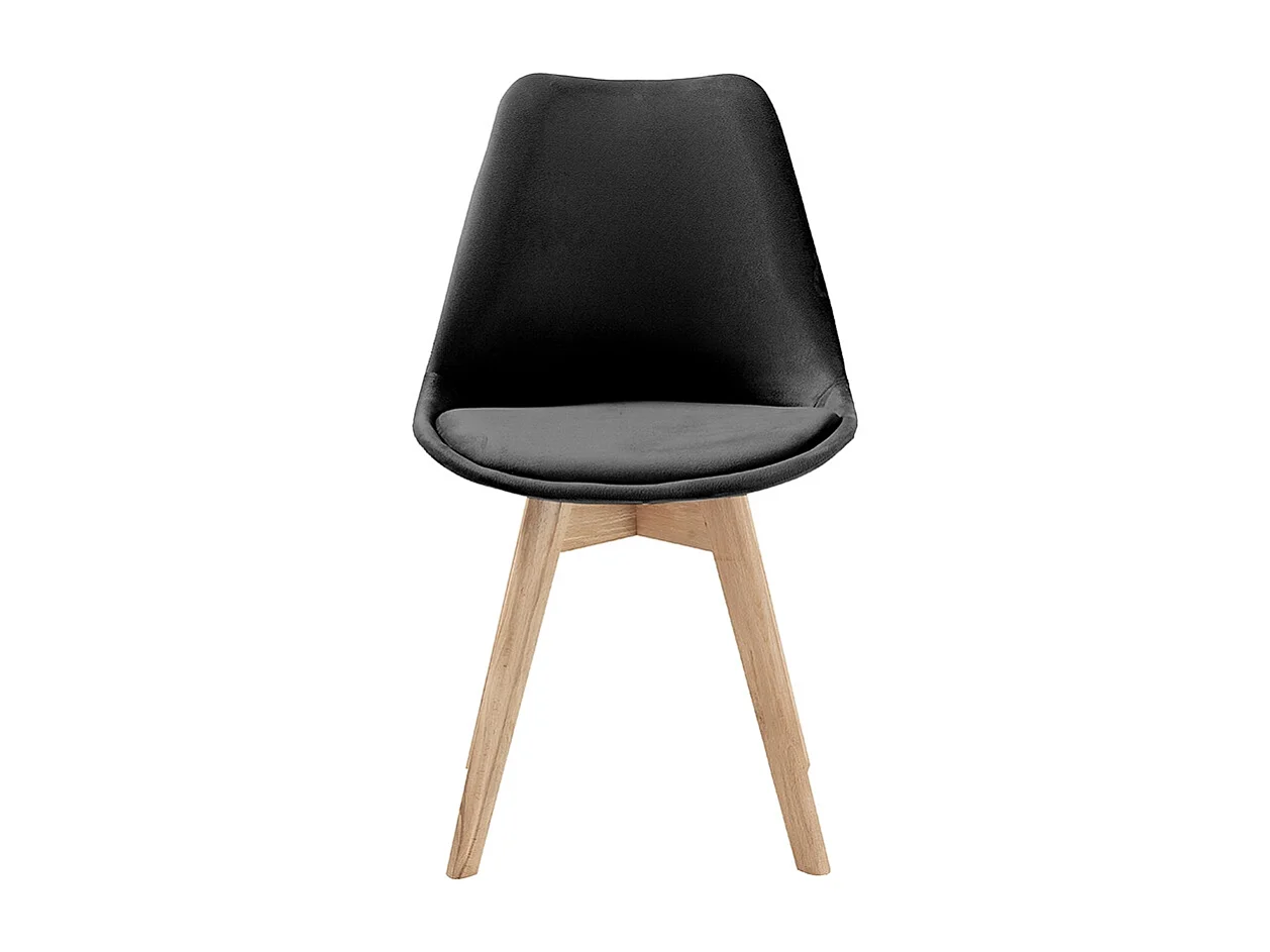 Juego de 4 sillas de terciopelo estilo escandinavo para salón cocina Smart Soft - Negro