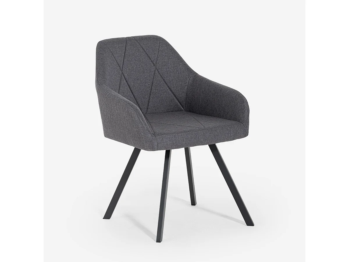 Stoffstuhl mit Armlehnen für Esszimmer und Küche Rakna - Dunkel Grau