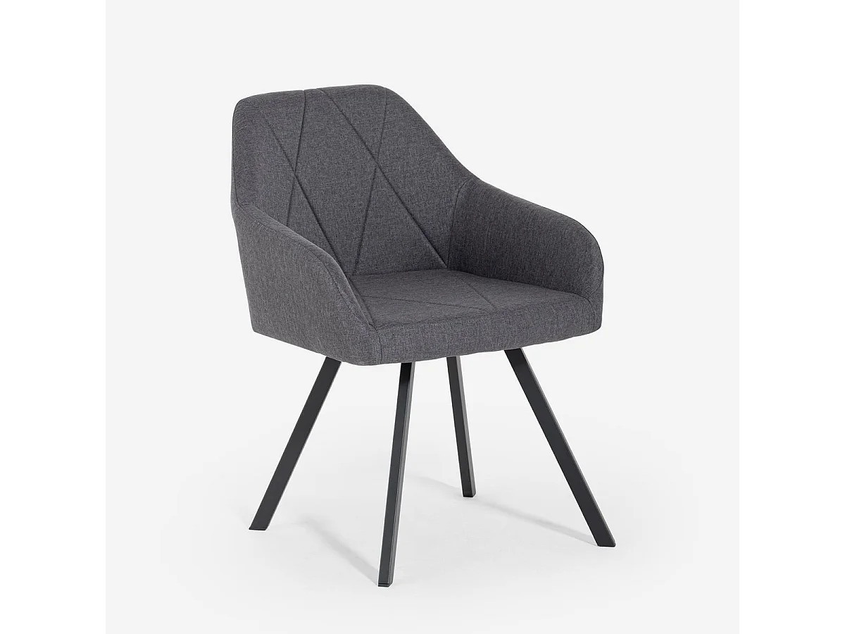 Stoffstuhl mit Armlehnen für Esszimmer und Küche Rakna - Dunkel Grau
