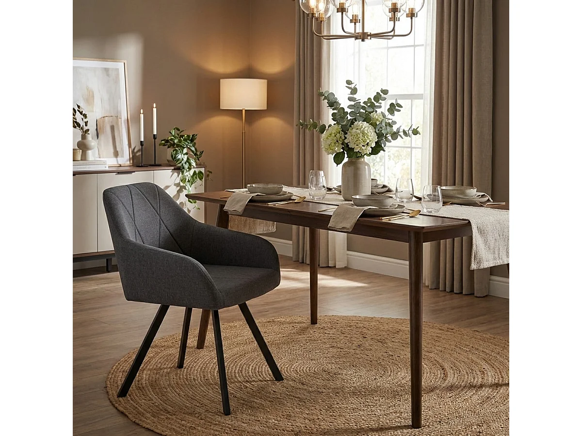 Stoffstuhl mit Armlehnen für Esszimmer und Küche Rakna - Dunkel Grau