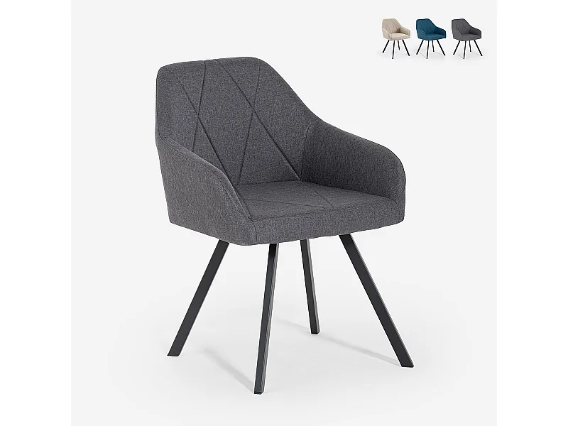 Stoffstuhl mit Armlehnen für Esszimmer und Küche Rakna - Dunkel Grau