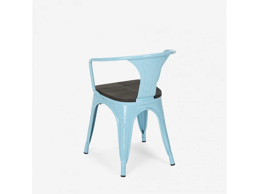 stühle stuhl aus metall holz im industriellen stil für bar küchen steel wood arm - Hellblau