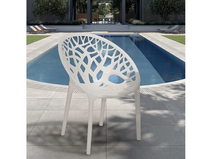 Silla de polipropileno de diseño moderno para restaurante y barra de cocina Fragus - Blanco