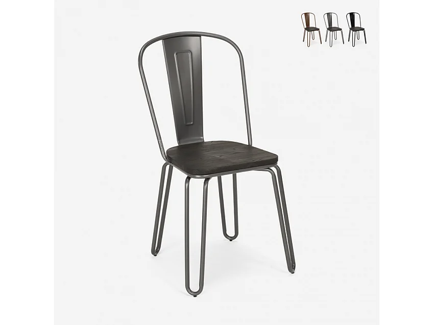 sillas de acero estilo de diseño industrial para bar y cocina ferrum one - Gris Oscuro