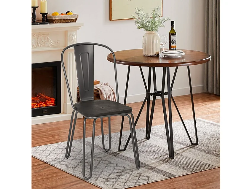 sillas de acero estilo de diseño industrial para bar y cocina ferrum one - Gris Oscuro