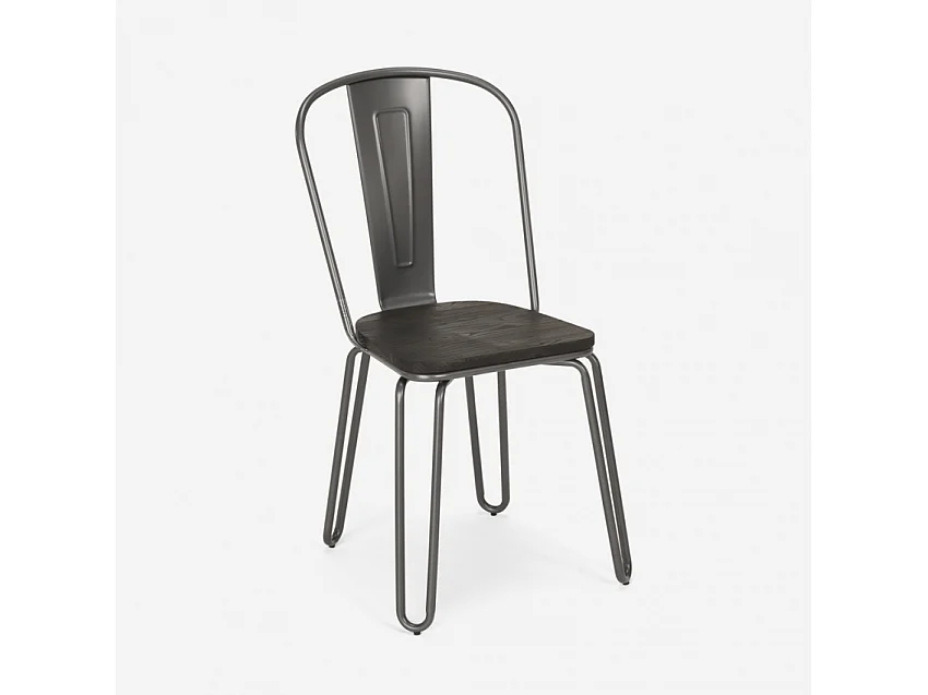 sillas de acero estilo de diseño industrial para bar y cocina ferrum one - Gris Oscuro